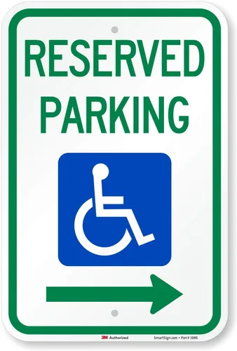SmartSign - Letrero federal de estacionamiento para discapacitados con flecha derecha de 12 x 18 pulgadas, aluminio reflectante de alta intensidad