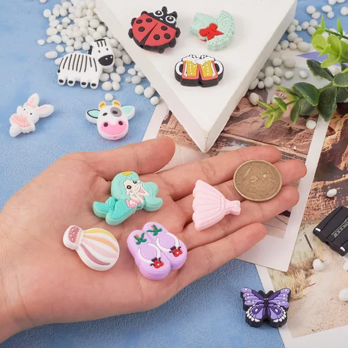 Miniatura 5 de 12 cuentas de silicona de dibujos animados de mariquita, conejo, mariposa, vaca, animal de silicona, cuentas focales de silicona, vestido de traje