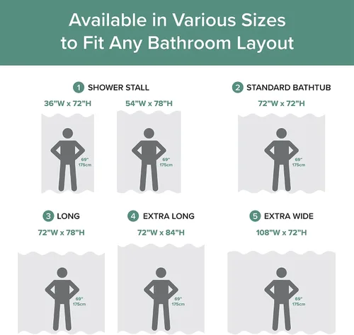 Miniatura 6 de Madison Park Cortina de ducha con tejido de gofre, diseño a rayas en piezas, cortinas de ducha de tela para baño con 3M Scotchgard gestión
