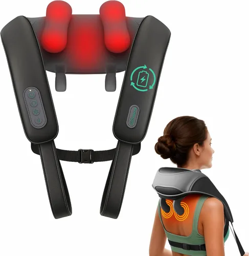 Miniatura 10 de Snailax Masajeador de cuello inalámbrico con calor para aliviar el dolor, tejido profundo, amasado 4D, masajeador recargable de cuello Shiatsu