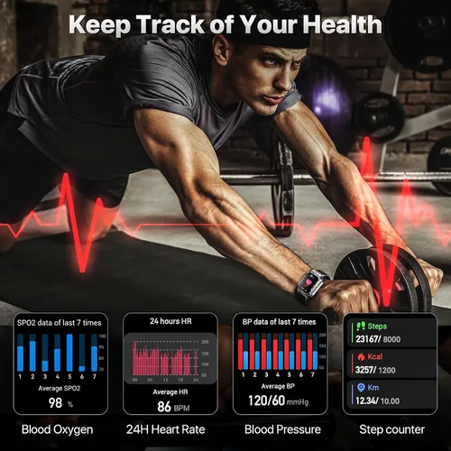 Miniatura 3 de Reloj inteligente militar para hombre, reloj inteligente de seguimiento de actividad física para Android/iPhone, pantalla HD de 1.91 pulgadas