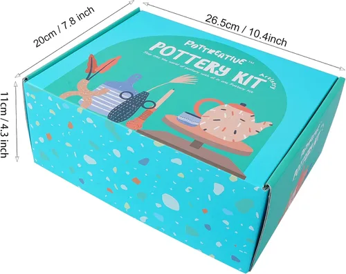 Miniatura 5 de MCOOH Kit de arcilla seca al aire para principiantes, juego de cerámica todo en uno con herramientas de escultura, pinturas, barniz, kit de Paquete