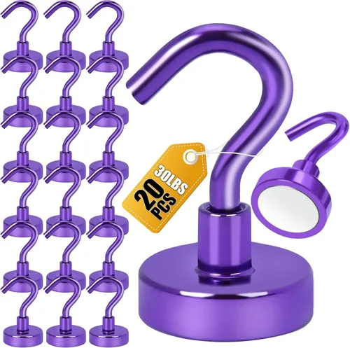 Miniatura 27 de Diymag Ganchos magnéticos, resisten 80 lb, 20 unidades, neodimio de tierras raras fuertes para colgar, colgador magnético para cortina, hogar, Negro