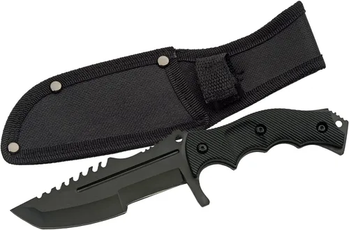 Szco Supplies 8.5 "Negro Acabado Espiga Completa Hoja Fija Sierra Back Tracker Survivor Cuchillo Con Vaina