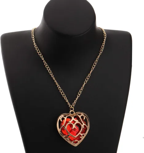 Miniatura 5 de FAADBUK Cosplay Jewelry Skyward Sword Heart Sapphire Ruby Necklace Gamer Fans Gift for Women Girl