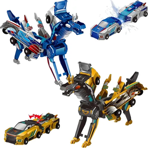 Miniatura 7 de Juguete de dinosaurio transformador de colisión, autos magnéticos 2 en 1 que se transforman en dinosaurios, sin baterías, juguetes de viaje Azul