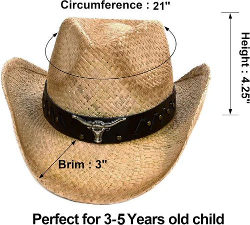 Miniatura 12 de Sombrero vaquero de paja con banda decorada, para disfraces de niños, de Simplicity