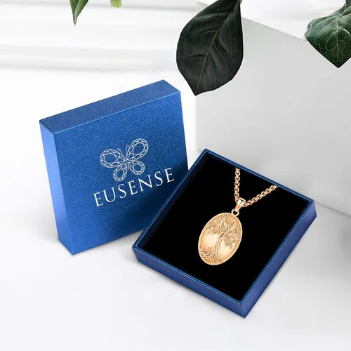Miniatura 5 de Eusense Collar con medallón que sostiene imágenes de plata de ley 925 con medallón de fotos para mujeres y hombres, dorado