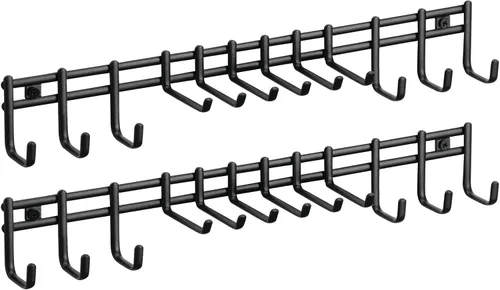 Miniatura 7 de mDesign Organizador de accesorios y centro de almacenamiento de metal para montaje en pared, moderno soporte delgado para corbatas, cinturones