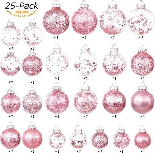 Miniatura 2 de Sea Team Juego de bolas de Navidad de plástico transparente inastillables, bolas decorativas de varios tamaños con relleno delicadas decoraciones