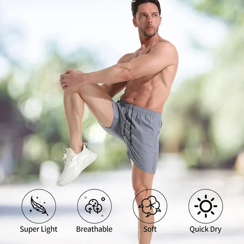 Miniatura 3 de VPOS Pantalones cortos de gimnasio para hombre de 5 pulgadas, ligeros pantalones cortos deportivos para hombre, de secado rápido, con bolsillos