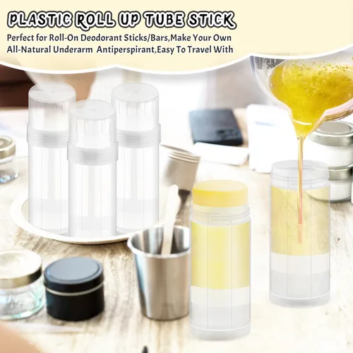 Miniatura 7 de Paquete de 15 recipientes de desodorante de plástico de 2 oz/2.0 fl oz, recipiente de tubo sólido redondo vacío para desodorante casero, barra