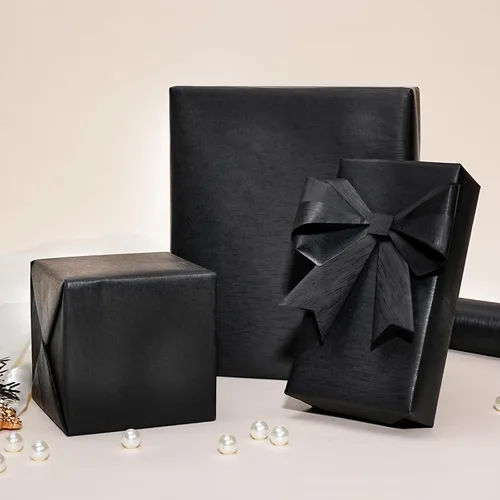 Miniatura 5 de BIOBROWN Rollo de papel de regalo de estraza negro – 17 pulgadas x 33 pies (47 pies cuadrados total) papel mate de color sólido, papel de regalo