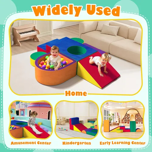 Miniatura 8 de 6 piezas de juguetes de escalada para niños pequeños, bloques de escalada de espuma de terciopelo de cristal para niños pequeños de 1 a 3 años