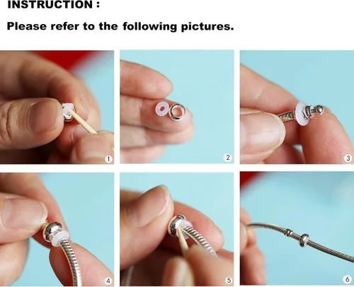 Miniatura 2 de 2 dijes espaciadores redondos de goma de plata de ley 925 para Pandora pulsera de cadena de serpiente de 0.118 in