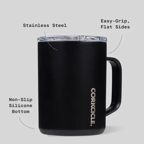 Miniatura 4 de Taza de café clásica Corkcicle - Acero inoxidable con triple aislamiento para viajes - Tapa a prueba de roturas - Fácil agarre - Mantiene la bebida