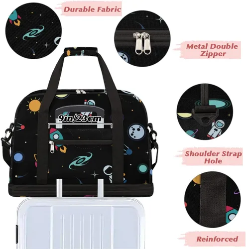 Miniatura 5 de Rocket Airship Earth Astronaut Foldable Travel Duffel Bag Tote Carry On Luggage Sports Gym Bag With Shoe Compartment For Woman Man Overnight Weekend