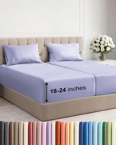 Miniatura 45 de Sábanas King divididas con bolsillos extra profundos, sábanas transpirables y refrescantes de 5 piezas, sábanas de lujo para hotel, suaves, sin 22
