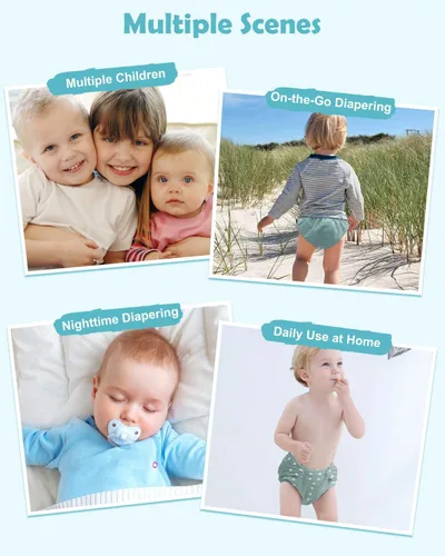 Miniatura 5 de babygoal Pañales de tela grandes, paquete de 13 para niños de 3 a 5 años, fundas de pañales de tela, paquete de 6 con 6 insertos y bolsa