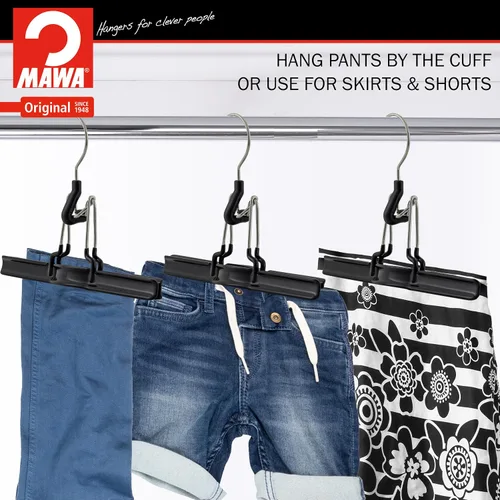 Miniatura 3 de Mawa by Reston Lloyd - Percha antideslizante con abrazadera para pantalones y faldas, estilo M/26, juego de 5, color negro
