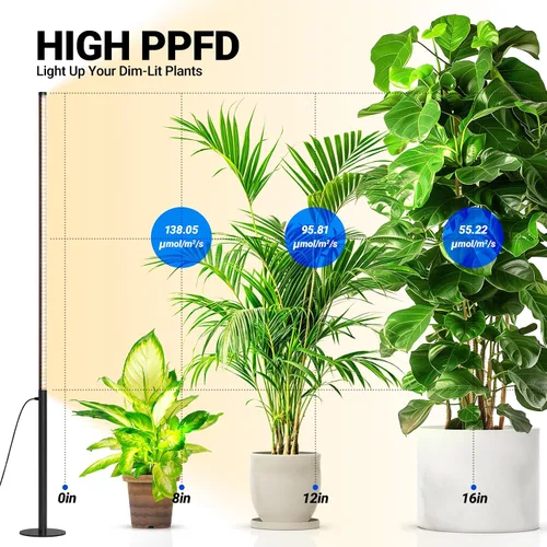 Miniatura 4 de Luz de cultivo Barrina T10 Pro de pie con temporizador, 42W, 169 LEDs, luz de cultivo vertical de espectro completo para interior, cobertura amplia