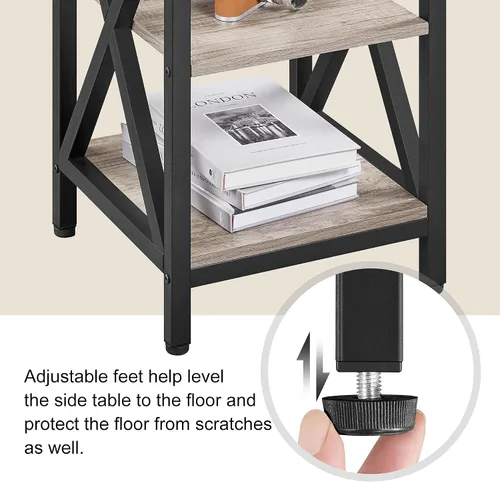 Miniatura 5 de Topeakmart Mesa auxiliar industrial con estantes de almacenamiento para sala de estar, mesa de sofá de 3 niveles, muebles decorativos con aspecto