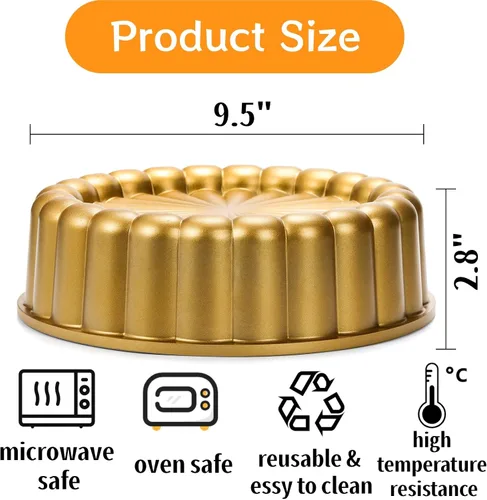 Miniatura 2 de Goaste Charlotte Cake Pan de 9.5 pulgadas, molde acanalado reutilizable, aluminio antiadherente con forma de flor para queso, chocolate, tarta