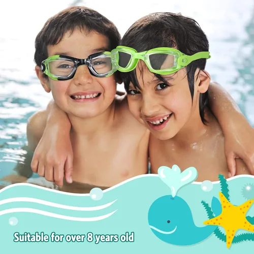 Miniatura 3 de Paquete de 6 gafas de natación antivaho con marco de silicona suave sin fugas, gafas de natación anti UV con 6 clips para la nariz, 6 tapones