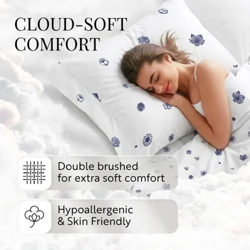 Miniatura 5 de Merit Linens Sábanas transpirables con estampado floral de estilo hotel Juego de 4 piezas con bolsillo profundo Sábanas ligeras y acogedoras