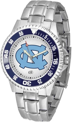 Miniatura 54 de SunTime Reloj de cuarzo de 1.575 in para hombre, correa de acero inoxidable de 0.787 in, esfera Gameday Tulane ola verde