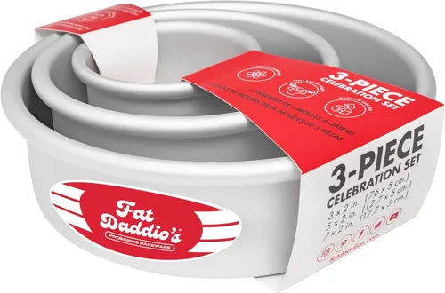 Fat Daddio's PRD-1BOX Moldes Redondos para Pastel Mini Tier de Aluminio Anodizado para Una Caja de Mezcla, Juego de 3, Plateado
