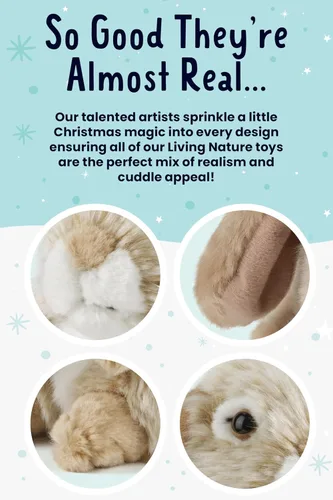 Miniatura 4 de Living Nature Conejo de Peluche Marrón Sentado de Orejas Caídas Animal de Conejo Esponjoso Juguete Suave para Niños 7 pulgadas
