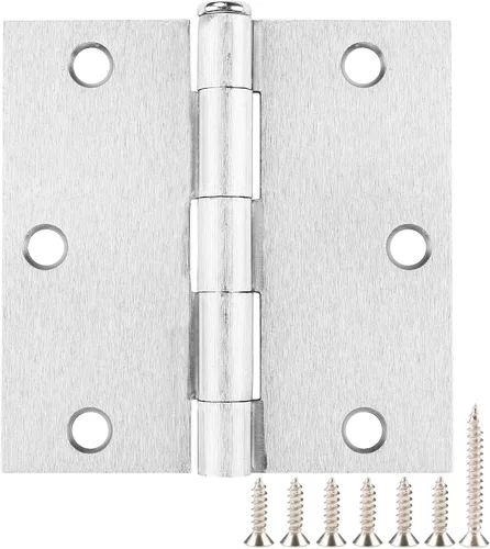 JIW Paquete de 30 bisagras cuadradas de níquel cepillado de 3.5" para puerta con 6 agujeros, acabado de níquel satinado, estilo contemporáneo,