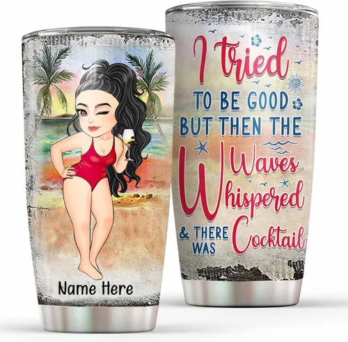 Miniatura 9 de Vaso personalizado con texto en inglés "Some Girls Are Just Born With The Beach", regalo para mejores amigas, hermanas, mejores amigas de una mujer