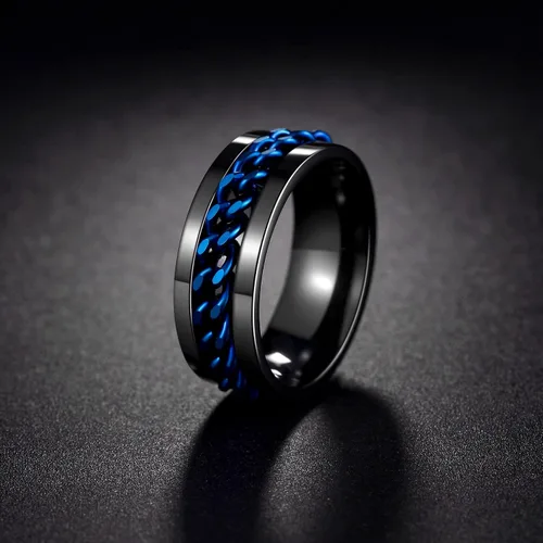 Miniatura 3 de Anillos giratorios para la ansiedad para hombre, anillos clásicos de cadena para mujeres y adultos, anillo de acero de titanio