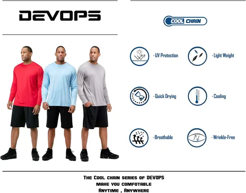 Miniatura 6 de DEVOPS Men's 2 Pack UPF 50+ Sun Protection Long Sleeve Dri Fit Fishing Hiking Running Workout T-Shirts