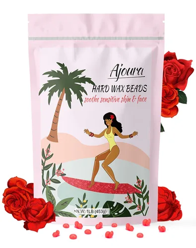 Ajoura Frijoles de cera de rosa dura de 1 libra para depilación de cuerpo completo – Bikini, cara, cejas, espalda, pecho, piernas, axila, labio Rojo