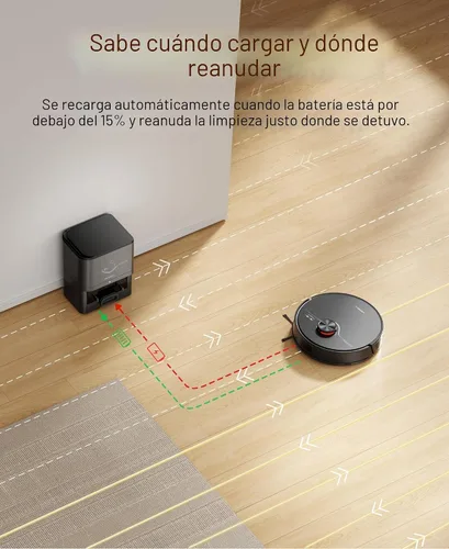 Miniatura 7 de Robot aspirador y trapeador con estación de autovaciado, succión de 7000 Pa para pelo de mascotas en alfombras, navegación LiDAR crea zonas