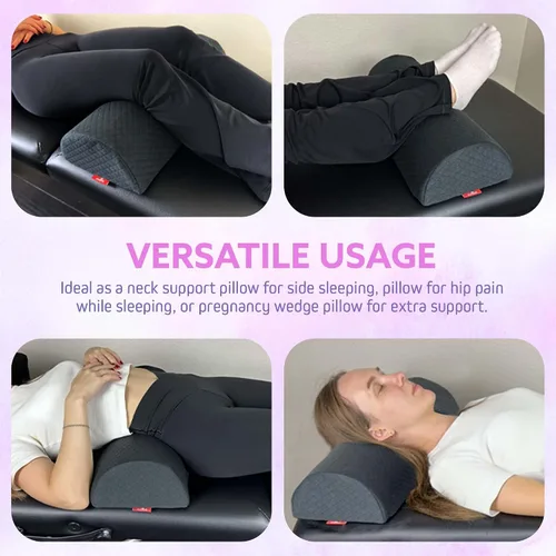 Miniatura 7 de Almohada de Rodilla para Dormir Boca Arriba – Almohada Cilíndrica con Base Antideslizante, Soporte Lumbar Cilíndrico para Piernas y Columna, Cojín