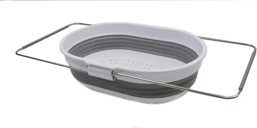Miniatura 9 de SAMMART Colador rectangular extensible y plegable sobre el fregadero de 5L (1, gris oscuro/negro)