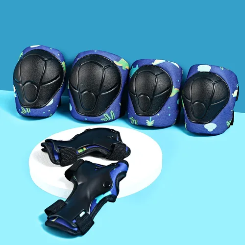 Miniatura 3 de Casco para niños con rodilleras, coderas y protectores de muñeca, equipo de protección para niños de 3 a 5-8 años para niños y niñas, apto para Azul