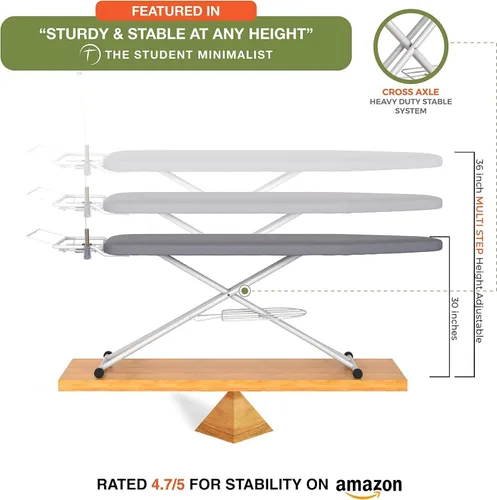 Miniatura 2 de Xabitat Tabla de planchar de tamaño completo de 57 x 15 pulgadas con colgador de montaje en pared, construcción de metal completo, organizador