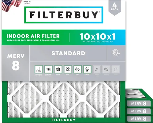 Miniatura 69 de Filterbuy - Filtro de aire de 20x20x1 MERV 8, Defensa Esencial contra el Polvo y las Alergias (paquete de 4), Filtros plisados electrostáticos