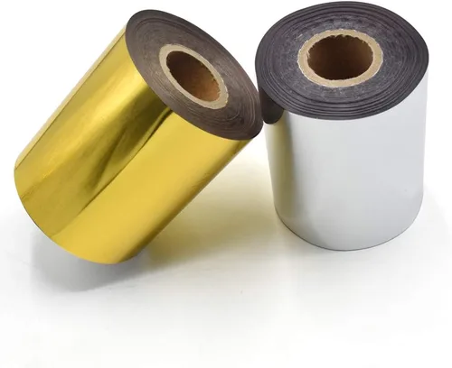 Papel de estampado en caliente, 1 rollo dorado + 1 rollo plateado de 3 pulgadas x 400 pies, papel dorado anodizado de transferencia de calor de Oro