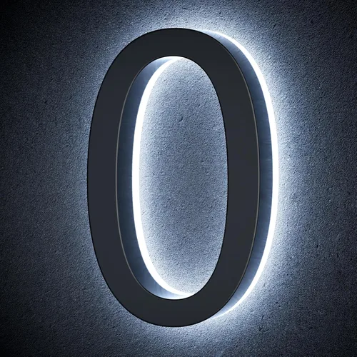 Miniatura 26 de Números de casa retroiluminados de 5 pulgadas para exteriores, acero inoxidable, número de dirección de casa iluminado con LED, letreros