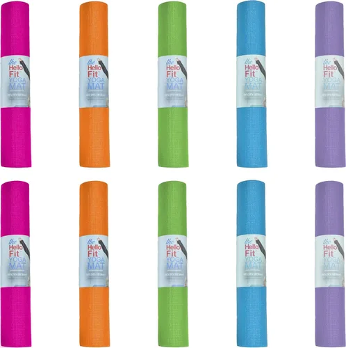 Miniatura 14 de Paquete de 10 tapetes de yoga antideslizantes de 68 x 24 pulgadas, tapete de gimnasio de 0.157 in de grosor para fitness y estiramiento, tapetes