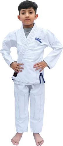 Miniatura 2 de G4 VISION BJJ Kids Jiu Jitsu Gi, uniforme brasileño de Jiu Jitsu para niños, cinturón blanco ligero