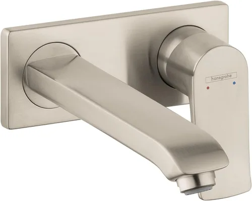 hansgrohe Metris 31086821 - Grifo para lavabo de baño de 5 pulgadas de alto, fácil de instalar, 1 manija y 2 5 pulgadas de alto, níquel cepillado,