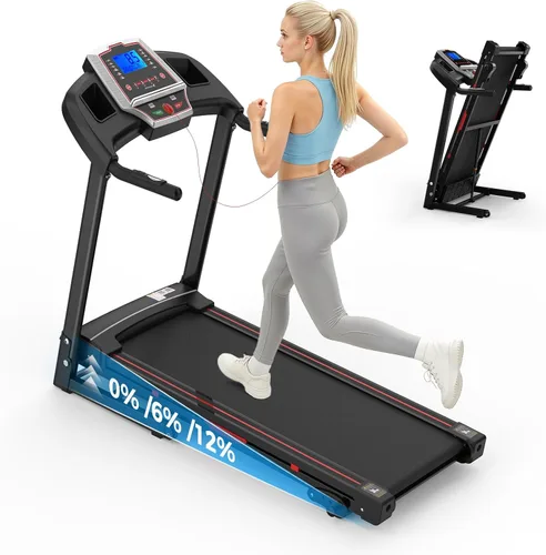Miniatura 10 de Lastforever Cinta de correr plegable de 3.5 HP para el hogar, capacidad de 350 libras, cintas de correr portátiles con inclinación manual de 3 Negro