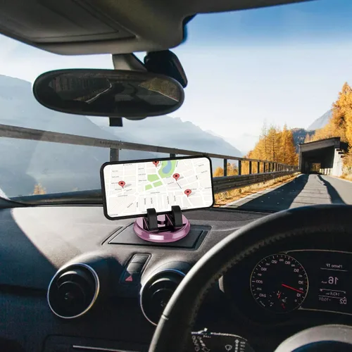 Miniatura 2 de Soporte de teléfono para automóvil, soporte compacto para teléfono de automóvil, soporte giratorio de 360°, almohadilla antideslizante para tablero